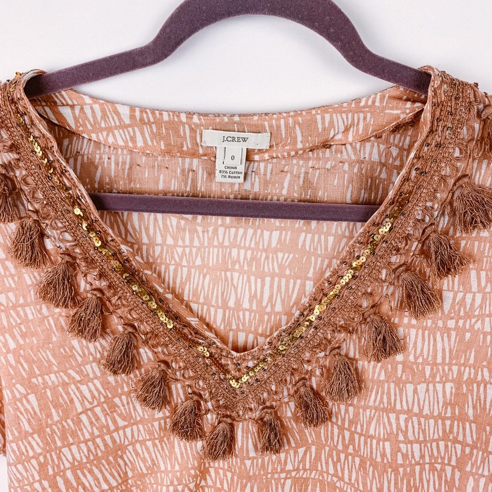 J Crew Fringe Sequin Tassle T-Shirt, Size XS